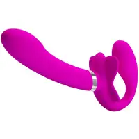 Pretty Love - Strapless strap-on vibraattori, kahdella moottorilla, ladattava, silikoninen, pinkki