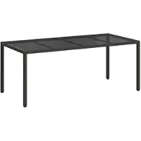 vidaXL Puutarha Ruokapöytä Musta 190x90x75 cm Polyrottinki