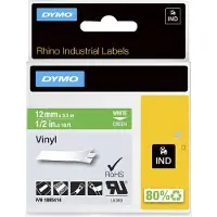 Dymo Rhino Professional. teippi, 12mm, valk.teksti vihr.teippi,5,5m