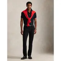 Ralph Lauren for man. 710941439040 Stretch pique polo shirt Custom Slim Fit black (XXL), Casual, Cotton, Short sleeve