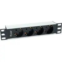 Equip 333311, Perus, 1U, Vaaka, Alumiini, Musta, Hopea, 4 AC-pistorasia(a)