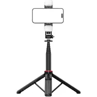 Hurtel Selfie stick Selfie stick WC12YDS telescopic 1.3m aluminum alloy tripod with dual light and phone holder - black
