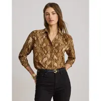 Ralph Lauren Relaxed Fit Python-Print Georgette Shirt - Brown - S