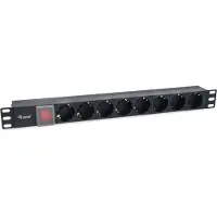 Equip 333286, 1U, Vaaka, Muovi, Musta, Musta, 8 AC-pistorasia(a)