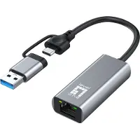 Level One USB-0423, Langallinen, USB Type-A/USB Type-C, Ethernet, 2500 Mbit/s, Harmaa