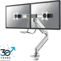 NeoMounts FLAT SCREEN DESK MOUNT (10-32") DESK CLAMP/GROMMET 2 SCREENS SILVER (NM-D775DXSILVER)