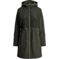 Ralph Lauren for woman. 297P18056002 Women's quilted coat with green hood in rhombus pattern (S), Casual, Recycled Polister