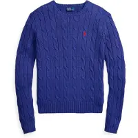 Ralph Lauren for woman. 211971869509 Blue cable knit cotton sweater (L), Casual, Long sleeve