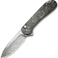 CIVIVI Elementum II Button Lock C18062P-10 Damascus, Carbon Fiber Golden Shred, pocket knife
