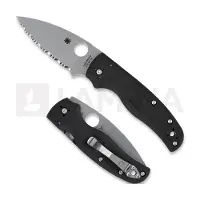 Spyderco Shaman Lightweight C229SBK CTS-BD1N, Black FRN, serrated pocket knife, Sal Glesser design