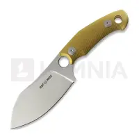 GiantMouse GMF1-XL Brass Milled, Satin Elmax, Burgundy Leather Sheath, fixed knife