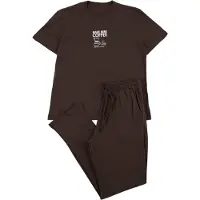 Trendyol Pitkä pyjama ruskea / valkoinen