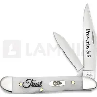 Case Cutlery Religious Sayings Embellished Smooth Natural Bone Peanut Trust linkkuveitsi