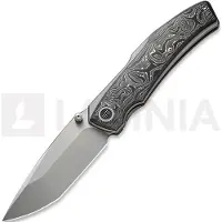 We Knife Swordfin WE23067-3 Bead Blasted CPM 20CV, Aluminum Foil Carbon Fiber Gray Titanium pocket knife, Thys Meades design