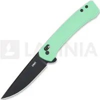CRKT Q Compact 7075B Black Oxide 14C28N, Aqua GRN, pocket knife, Richard Rogers design