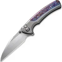 We Knife Ziffius WE22024D-4 Hand Rubbed Satin CPM 20CV, Gray Titanium, Flamed Titanium Integral Spacer, Limited Edition, pocket knife
