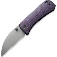 We Knife Banter Wharncliffe WE19068J-2 Grey Stonewashed CPM S35VN, Purple Canvas Micarta, pocket knife, Ben Petersen design
