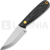Brisa Necker 70 Scandi kaulaveitsi, black micarta, nahka