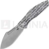 Bestech Lockness - Stonewash - G10 kääntöveitsi, musta, valkoinen