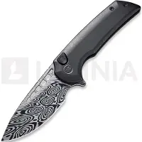 We Knife Mini Malice Heimskringla Damasteel kääntöveitsi, musta