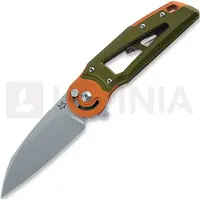Fox knives Metamorphosis FX-556-B5 M390 Satin Wharncliffe, Green Aluminium, Orange Aluminium bolster pocket knife