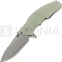 Hinderer Jurassic Magnacut Slicer Flat Grind kääntöveitsi, Stonewash, Translucent Green