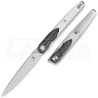 Bestechman Lanza - Satin + Stonewash - G10 kääntöveitsi, musta, valkoinen