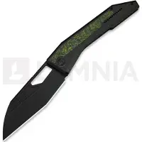 We Knife Inceptus WE25017-3, Blackwashed M390, Black Titanium, Green Carbon Fiber Inlay pocket knife, Robert Saniscalchi design