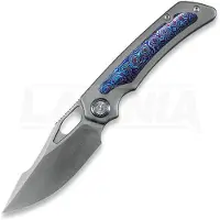 Kunwu Knives Jericho - Satin - Titanium kääntöveitsi, Orange Peel Texture + Timascus Inlay
