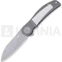 CRKT Monument 4001 Rose Damasteel, Grey Titanium Grey Textured Inlay, pocket knife, Michael Walker design