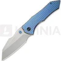 We Knife High-Fin XL WE24010-2 Bead Blasted CPM 20CV, Diamond Patterned Blurple Titanium, pocket knife
