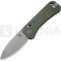 We Knife Banter 2, Green Canvas Micarta, Gray Stonewashed