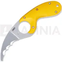 CRKT Bear Claw Veff Serrations 2511Y Stonewashed AUS8, Yellow GRN, rescue knife, Russ Kommer design