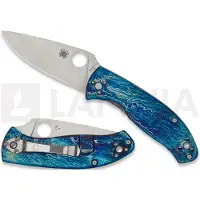 Spyderco Tenacious, D2, C122TIBLD2P Blue Flamed Titanium Disarray pocket knife