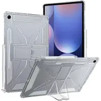 SKALO Samsung Galaxy Tab S10 FE+ Crystal Clear Hybrid Kickstand Suojakuori - Läpinäkyvä