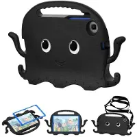 SKALO Samsung Galaxy Tab A11 3D Cartoon Lapset Suojakuori - Musta