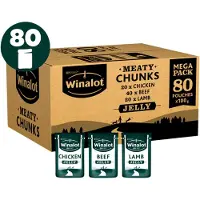 Purina Winalot Lihaiset palat sekoitettuna hyytelöön Märkä koiranruoka 80x100g