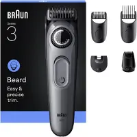 Braun BeardTrimmer 3 BT3560, Akku, musta, Harmaa