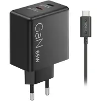 Lenovo Dual USB-C 65W GaN laturi, musta