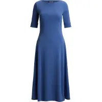 Ralph Lauren Rib-Knit Stretch Cotton Midi Dress - Blue - S