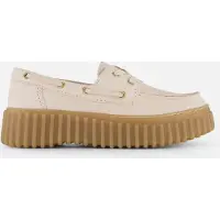 Clarks for woman. 26186302 Torhill Boat leather loafers beige (38), 1 to 3 cm, Laces, Casual