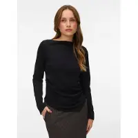 Vero Moda Vmmille Ls Boatneck Short Top Jrs Noos - Black - XS