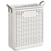 ISTOVO Household Folding Dirty Laundry Basket Bathroom Laundry Basket Dirty Clothes Can Be Portable and Movable 37.5x22x45.5cm