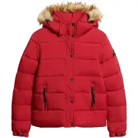Superdry for woman. W5011178A Short hooded mid-length jacket red (XS), Casual, Nylon