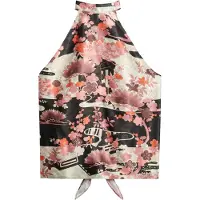 Superdry for woman. W6012024A Pink Goshodoki jacquard halter top (M), Casual, Party, Viscose, Sleeveless / Straps