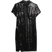Superdry for woman. W8011769A Black Mandarin Sequin Dress (XL), Casual, Party, Nylon, Short sleeve
