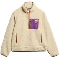 Superdry for woman. W2012343A Vintage Retro beige half-zip fleece (M), Casual, Polyester