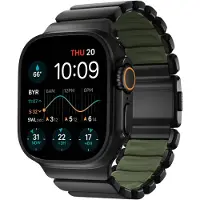 Nomad Stratos Band Black Titanium Forest Green FKM - Apple Watch 45/46/49mm