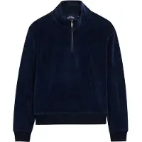 Superdry for woman. W2012370A Velour Half navy blue half-zip hoodie (M), Casual, Cotton