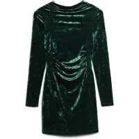 Superdry for woman. W8011367A Green long-sleeved velvet dress (S), Party, Polyester, Long sleeve